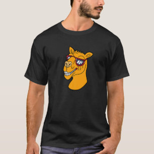 Camiseta Feliz Cabeça de Camelo Vestindo óculos de sol Anim