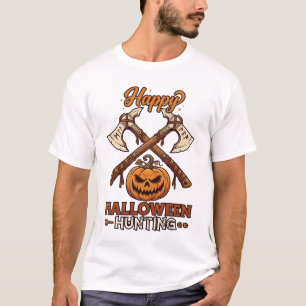Camiseta Feliz Caça de Halloween Machados Cruzados Runas de