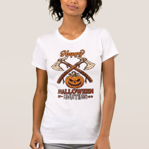 Camiseta Feliz Caça de Halloween Machados Cruzados Runas de