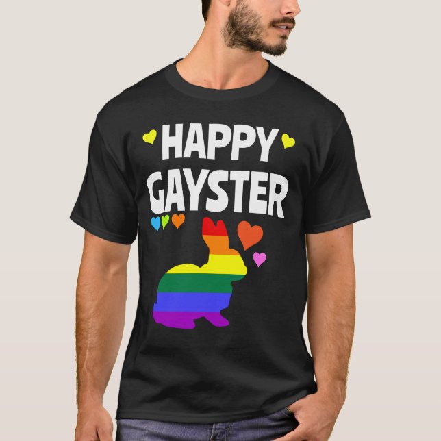 Camiseta Feliz Caça de Ovo Gayster Engraçado LGBT Orgulho g (Frente)