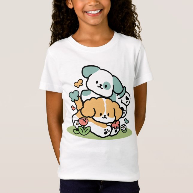 Camiseta Feliz Cachorro A Cair Em Maio - Arte Canina Kawaii (Frente)