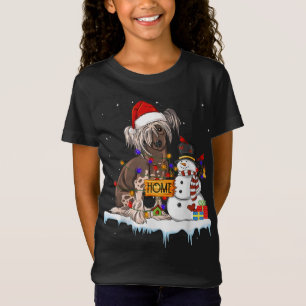 Camiseta Feliz Cachorro Caçado Chinês Natal Snowman Xmas L