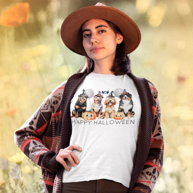 Camiseta Feliz Cachorro de Halloween (Criador carregado)