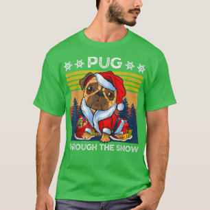 Camiseta Feliz Cachorro De Natal Através Das Neves Mulheres