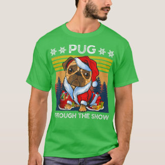 Camiseta Feliz Cachorro De Natal Através Das Neves Mulheres