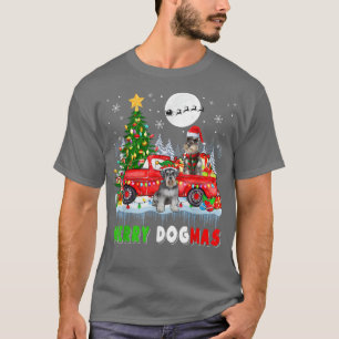 Camiseta Feliz Cachorro Papai noel Elf Schnauzers Na Pickup