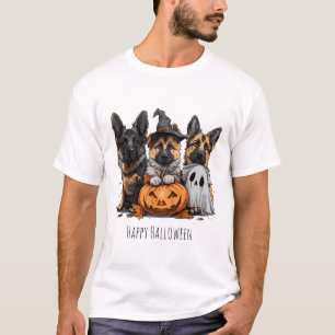 Camiseta Feliz Cachorros German shepherd de Halloween