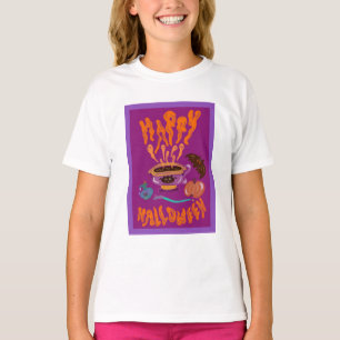 Camiseta Feliz café da bruxa-de-bruxa-amante de gato Hallow
