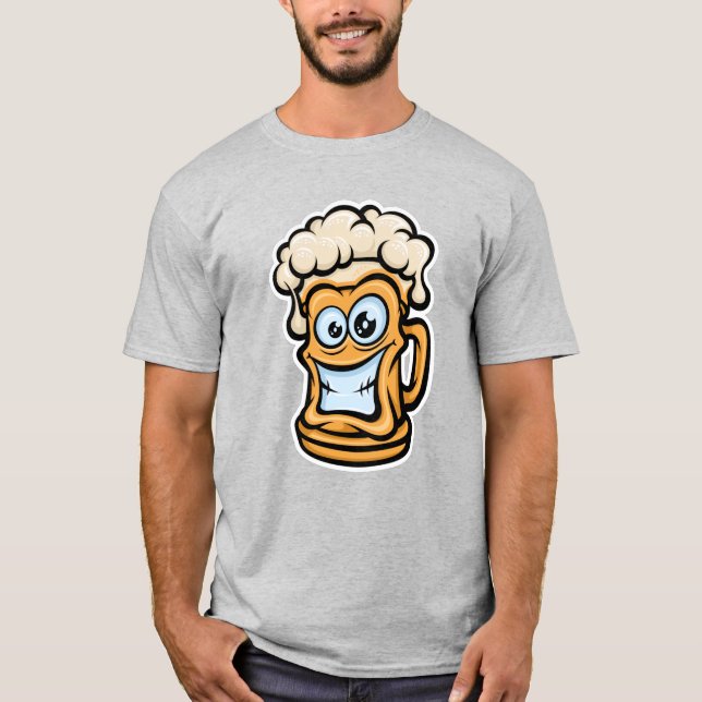 Camiseta Feliz Cama De Cerveja, Ilustração Engraçada (Frente)