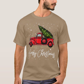 Camiseta Feliz Caminhão De Natal Vermelho Com Árvore Engraç