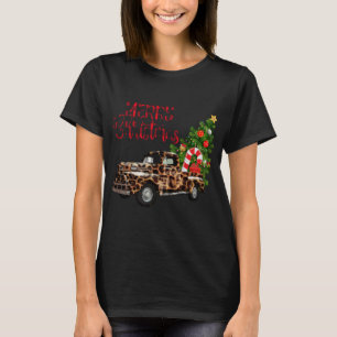 Camiseta Feliz Caminhão Leopardo de Natal com Árvore