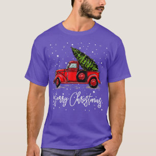 Camiseta Feliz Caminhão Vermelho De Natal Com Árvore Xmas P