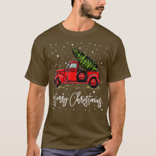 Camiseta Feliz Caminhão Vermelho De Natal Com Árvore Xmas P