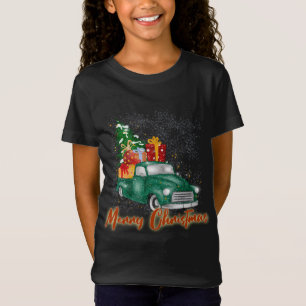 Camiseta Feliz Caminhão Vermelho de Natal com Presentes de 