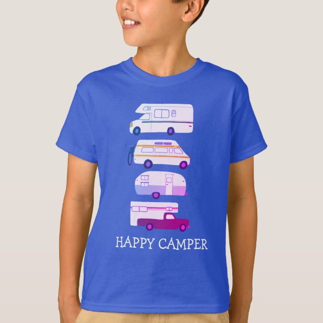 Camiseta FELIZ CAMPER Campervan vanlife RV TrailER PERSONAL (Frente)