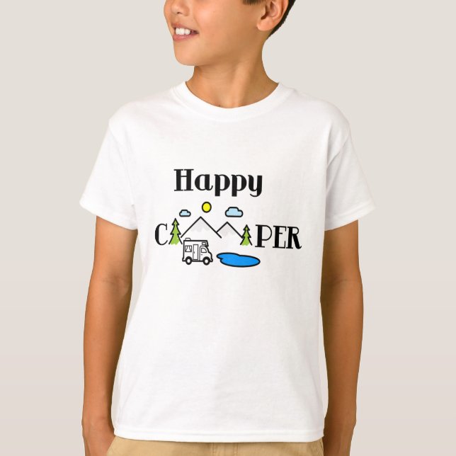 Camiseta Feliz Camper Divertido Natureza (Frente)
