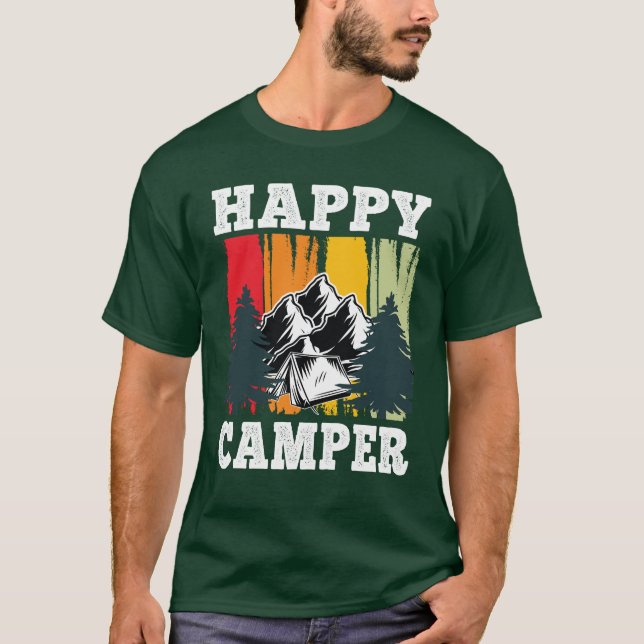 Camiseta Feliz Camper Engraçado Acampamento Legal do Caminh (Frente)