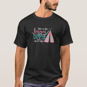 Camiseta Feliz Camper Engraçado Design De Acampamento Para