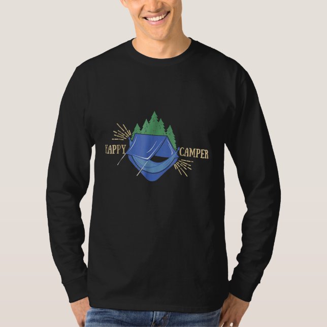 Camiseta Feliz Camper Hammock Hammock Camping Color Tee (Frente)