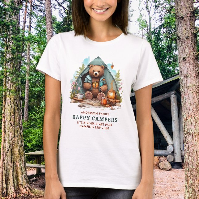 Camiseta Feliz Camper Personalizado Urso de Acampamento da  (Criador carregado)