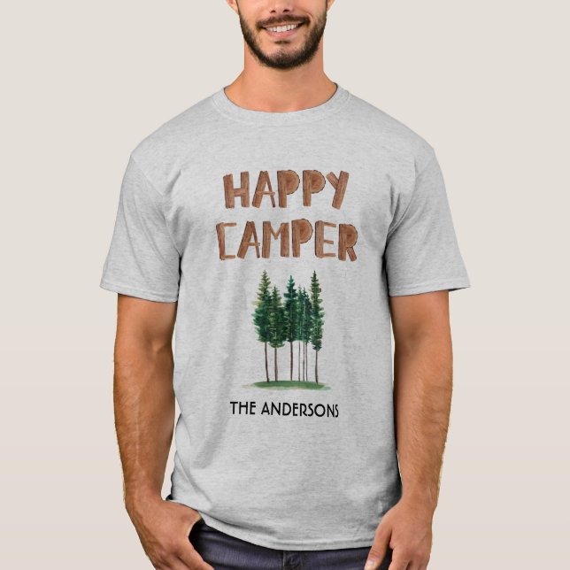 Camiseta Feliz Camper Pine Trees Personalizado (Frente)