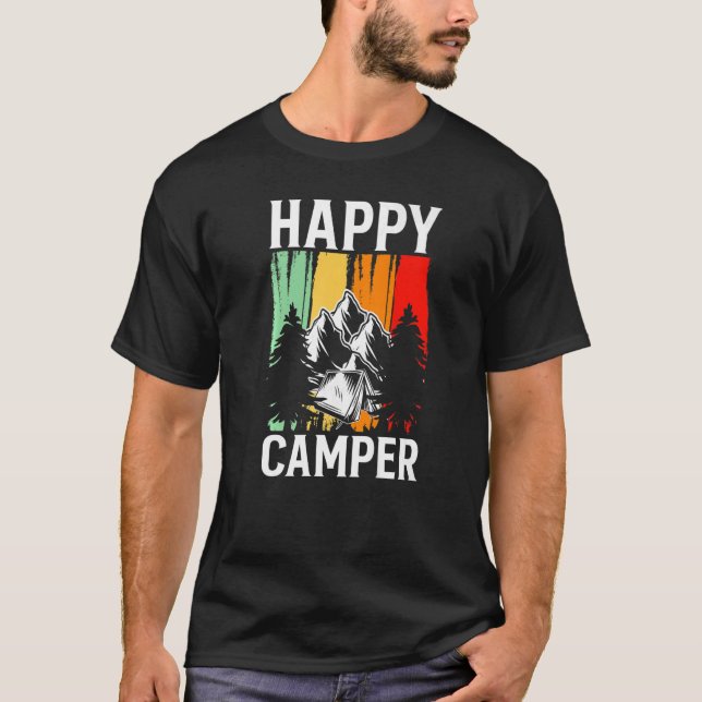 Camiseta Feliz Camper Retro Vintage Camping Premium (Frente)