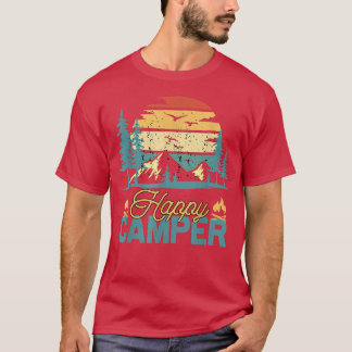 Camiseta Feliz Camper Retro Vintage Engraçado Acampamento