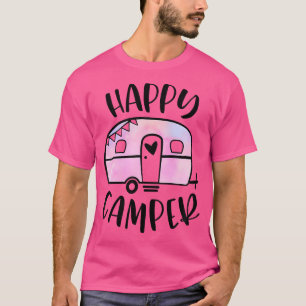 Camiseta Feliz Camper Trendy Pink Tie-Dye Camping Adventure