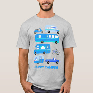 Camiseta FELIZ CAMPERS Vintage Retro Trailer RV Vanlife