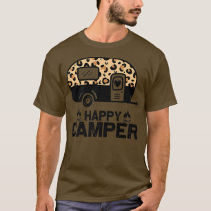 Camiseta Feliz Campista Leopardo Engraçada Correspondência 