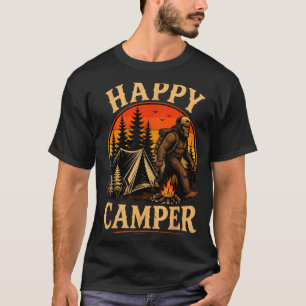 Camiseta Feliz campista pé grande sasquatch aventura ao ar