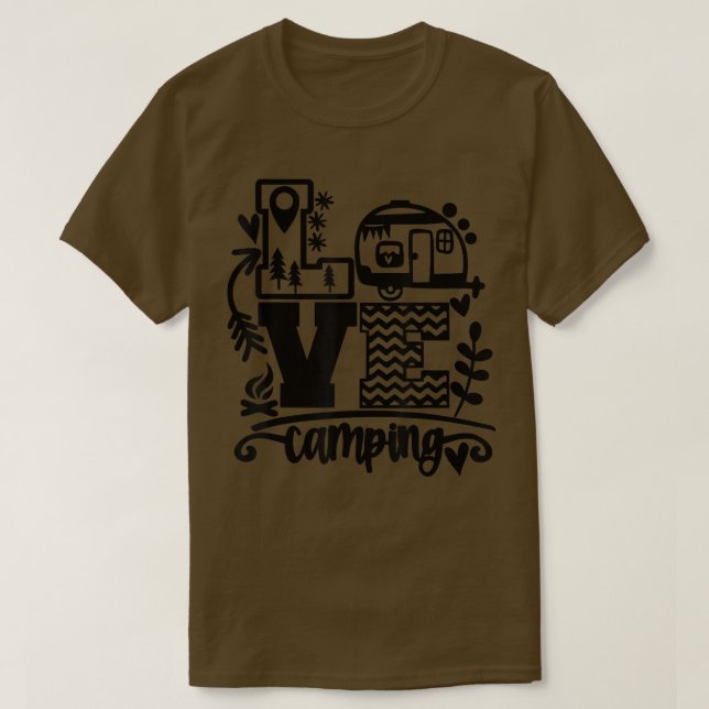 Camiseta Feliz Campo Acampando Amor Acampando A Vida Homens (Frente do Design)