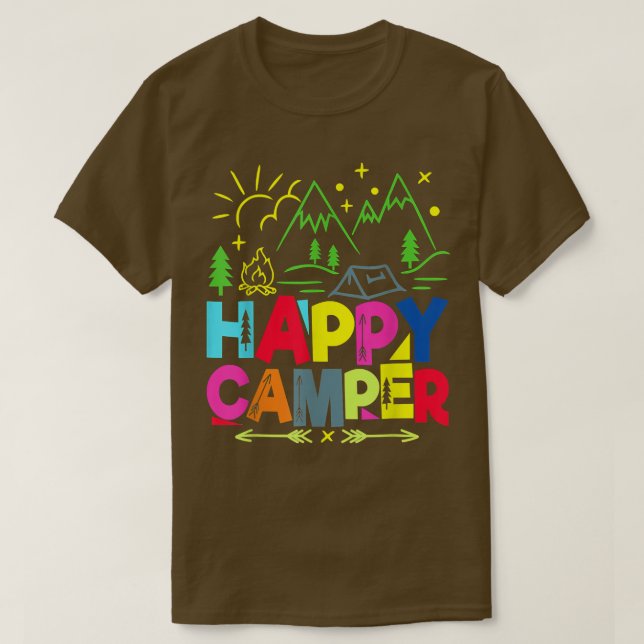 Camiseta Feliz Campo Acampando Dons Engraçados Homens Mulhe (Frente do Design)