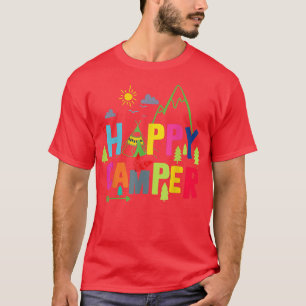 Camiseta Feliz Campo Acampando Homens Engraçados Mulheres