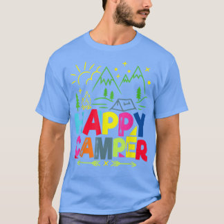 Camiseta Feliz Campo Acampando Homens Engraçados Presentes 