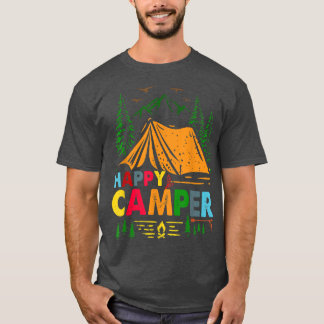 Camiseta Feliz Campo Acampando Homens Engraçados Presentes 