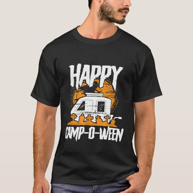 Camiseta Feliz Campo O Quando Engraçado Acampamento Entusia (Frente)