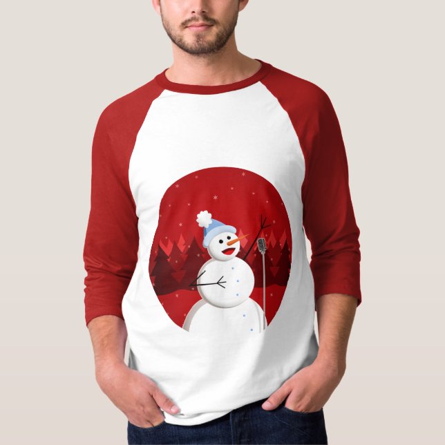 Camiseta Feliz Cantando Neve Crianças Negras de Natal (Frente)