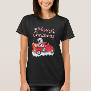 Camiseta Feliz Cão Dalmaciano Flocos de Neve Flocos Vermelh