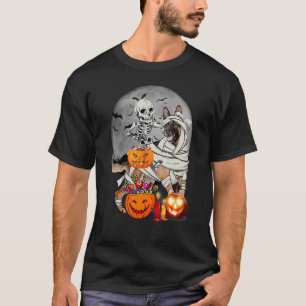 Camiseta Feliz cão German shepherd de Skeleton de Halloween