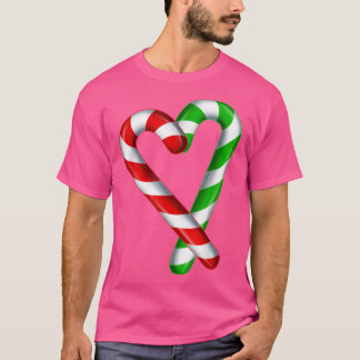 Camiseta Feliz Cardíaca Candy Cane e Doces Vermelhos Brilha