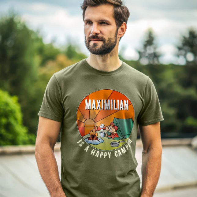 Camiseta Feliz Cartografia de Camper Engraçado com Seu Nome (Criador carregado)
