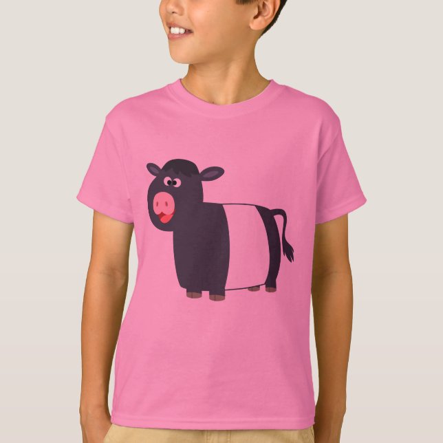 Camiseta Feliz Cartoon Abaixo Vaca Galloway Crianças T-Shir (Frente)