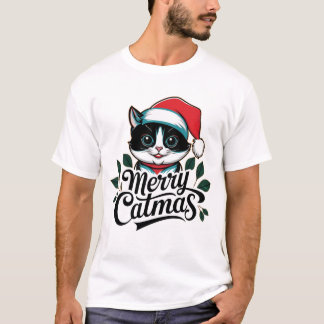 Camiseta Feliz Catmas! Adorável Cat Holly Charm