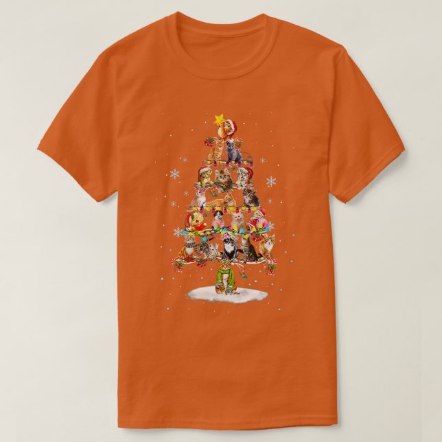 Camiseta Feliz Catmas Árvore de Natal de Montanha Não Feia (Frente do Design)