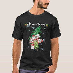 Camiseta Feliz Catmas Árvore de Natal Não Suada F