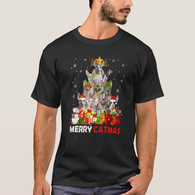 Camiseta Feliz Catmas Cat Mãe Pai Natal Corne Re (Frente)
