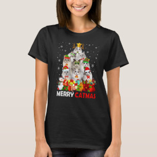 Camiseta Feliz Catmas Cat Mãe Pai Natal Ragdolé Ca