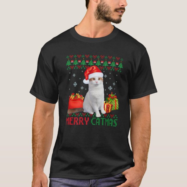 Camiseta Feliz Catmas Gato de Natal Feio Turco Van Mãe Da (Frente)