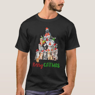 Camiseta Feliz Catmas Homens Mulheres Crianças Engraçado Na